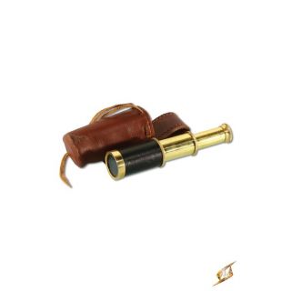 Telescope with leather pouch - Brass