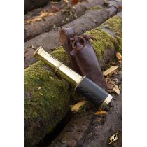 Telescope with leather pouch - Brass
