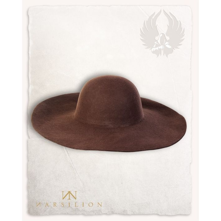 Felted Hat With Wide Brim - Brown
